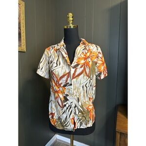 Sauci California Hawaiian Floral Short Sleeve Top S Small